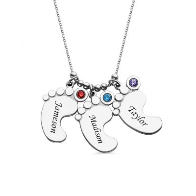 Personalisierte Mutter Halskette Baby Feet Charm der #039;