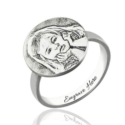 Personalisiertes Foto-graviertes Ring-Gedenkgeschenk für neue Mutter