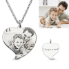 Collana con foto di cuori incisi personalizzati Papà e figlio Argento