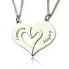Collier prénom personnalisé en forme de cœur cassable pour les couples en argent