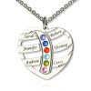 Collier maman & #039; s avec 6 enfants nom et pierre de naissance en argent sterling