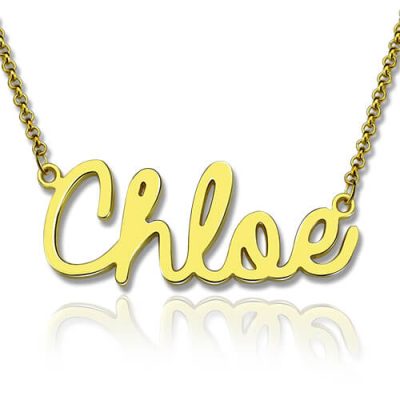Cursive Style Name Halskette 18 Karat vergoldet