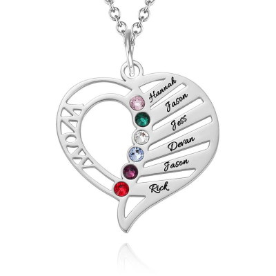 Gravierte Mutter Geburtsstein Halskette Rose Gold Plating