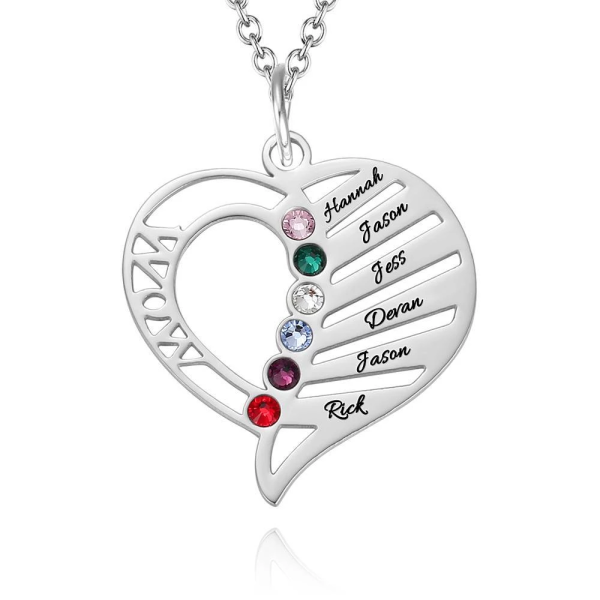 Gravierte Mutter Geburtsstein Halskette Rose Gold Plating
