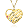 Collier Coeur Pierre de Naissance avec Noms Gravés - Plaqué Or