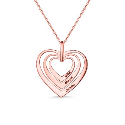 Family Hearts Halskette in Rosévergoldung