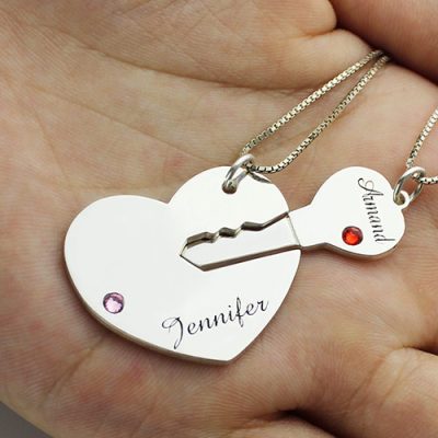 Schlüssel zu meinem Herzen Name Anhänger Set für Paar Sterling Silber 925