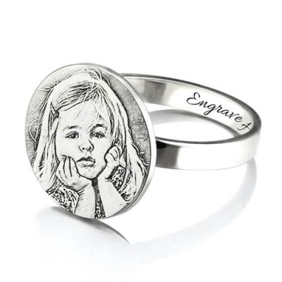 Personalized Photo Engraved Ring Memorial Gift for New Mom