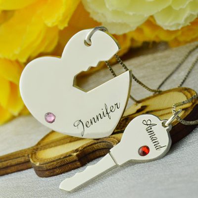 Schlüssel zu meinem Herzen Name Anhänger Set für Paar Sterling Silber 925