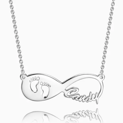 Baby Footprint Infinity Name Halskette