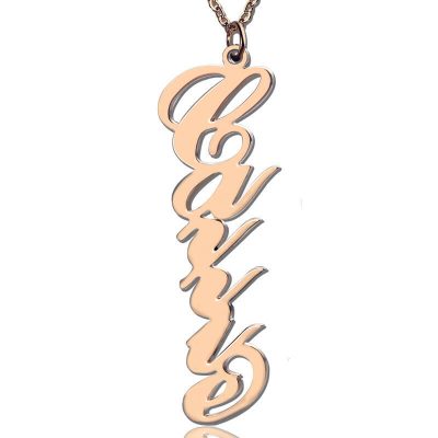 Personalized Vertical Carrie Style Name Necklace Rose Gold