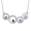Collar de círculos con grabados y piedras de nacimiento en plata de ley