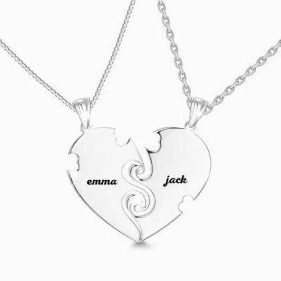 "True Love" Paar Herzkette mit Gravur Silber