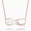 Collana con nome Infinity con stampa zampa di cane placcata in oro rosa