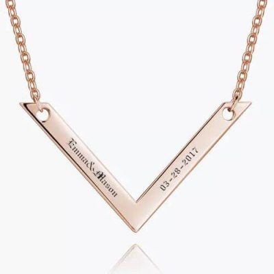 Gravierte Bar Halskette Rose Gold Plated