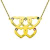 Engraved Five Hearts Necklace With Birthstones In Gold