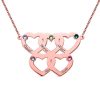 Collar de cinco corazones grabados con piedras natales en oro rosa