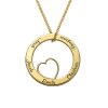 Collar con colgante de círculo de amor familiar con baño de oro