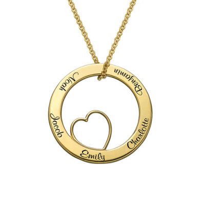Family Love Circle Anhänger Halskette mit Vergoldung