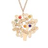 Collar de árbol genealógico chapado en oro rosa con piedras natales
