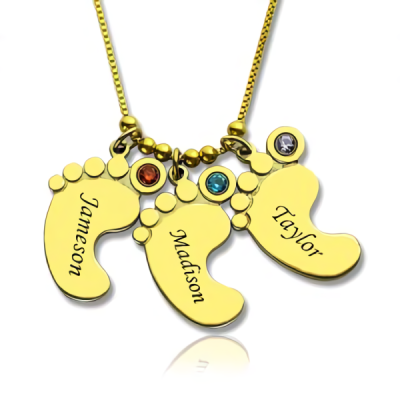 Personalisierte Mutter Halskette Baby Feet Charm - vergoldet