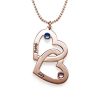 Collier Pierre de naissance Coeur en Coeur - Plaqué Or Rose