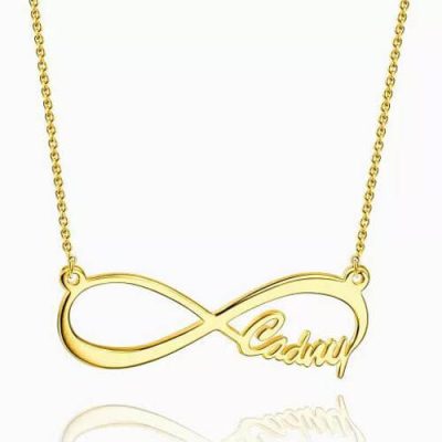 Infinity Name Halskette 14 Karat vergoldet Silber