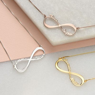Infinity Name Halskette 14 Karat vergoldet