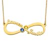 Collar personalizado de Infinity 2 con piedra de nacimiento en oro