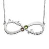2 prénoms et pierres de naissance Infinity Love Necklace en argent sterling