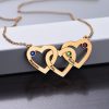 Collier coeurs entrelacés avec pierres de naissance - Plaqué or