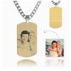 Collana da uomo con etichetta incisa con foto con incisione in acciaio inossidabile placcato in oro 18k