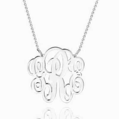 Ausgefallene Monogramm-Halskette Silber
