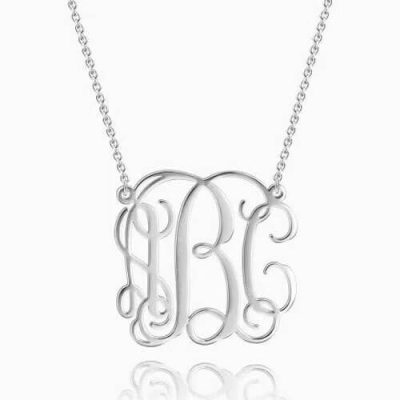 Große Monogramm Halskette Silber