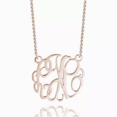 Monogramm Halskette Rose vergoldet