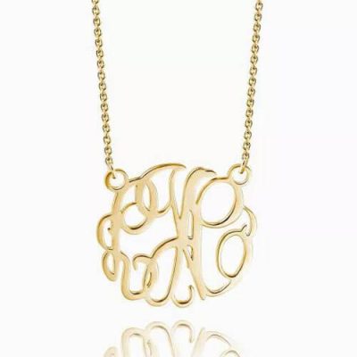 Monogramm Halskette 14 Karat vergoldet