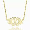 Celebrity Monogram Necklace 14K Gold Plated