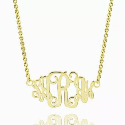 Promi-Monogramm-Halskette 14 Karat vergoldet