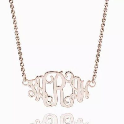 Promi-Monogramm-Halskette Rose vergoldet