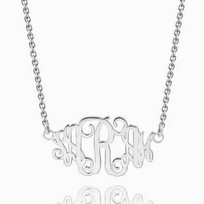 Promi-Monogramm-Halskette Silber