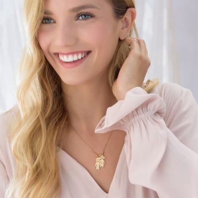 Mutter Halskette mit Kindern Charms 14K vergoldet