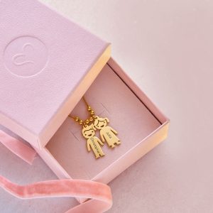 Collana da mamma con ciondoli per bambini placcata oro 14 carati