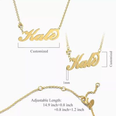 Personalized Birthstone Name Necklace 14k Gold Plated