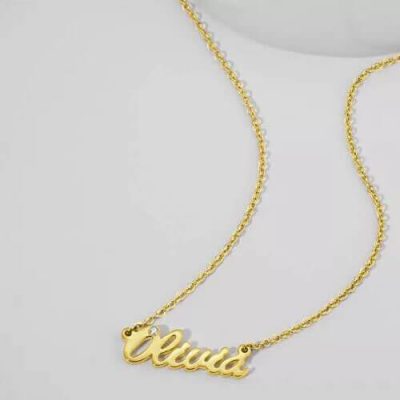 Personalized CZ Name Necklace 14k Gold Plated