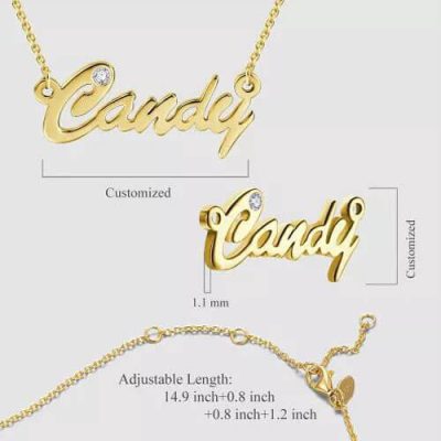 Personalized CZ Name Necklace 14k Gold Plated