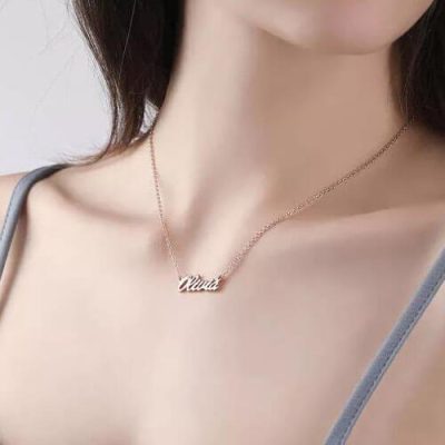 Personalisierte CZ Name Halskette Roségold