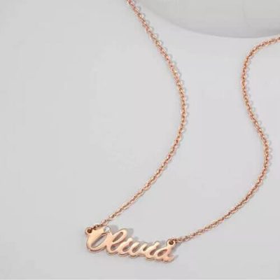 Personalisierte CZ Name Halskette Roségold