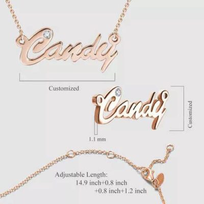 Personalisierte CZ Name Halskette Roségold
