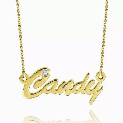 Personalisierte CZ Name Halskette 14 Karat vergoldet