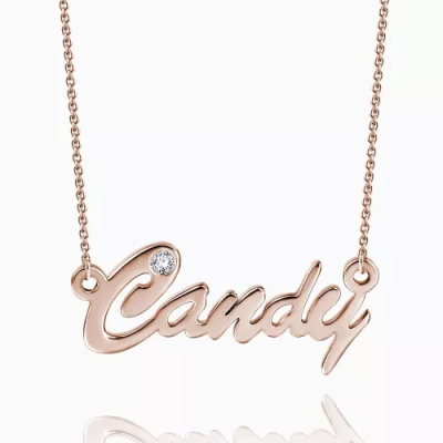 Personalisierte CZ Name Halskette Roségold